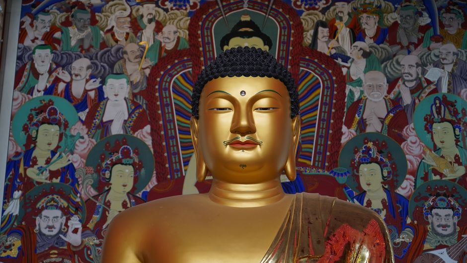Buddha schilderij met serene winterse kleuren. Buddha schilderij met serene winterse kleuren.